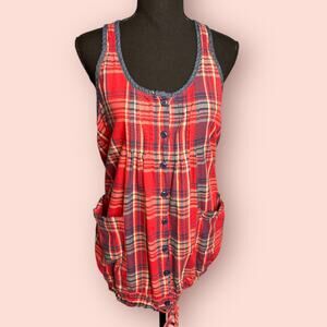 forever 21 y2k plaid grunge bubble tank top button down medium